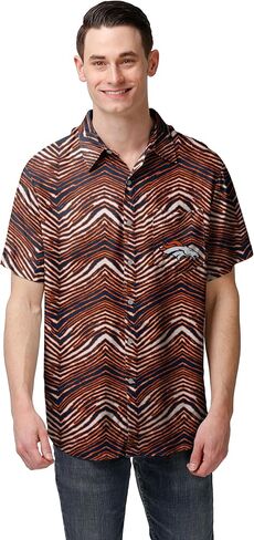 Zubaz Men's Officially Licensed NFL Exclusive Team-Themed Short Sleeve Button Up Shirt for Football Fans and Game Days in Saudi Arabia