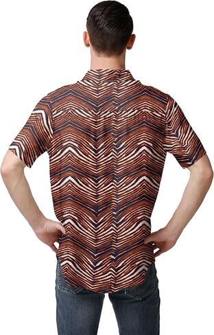 Zubaz Men's Officially Licensed NFL Exclusive Team-Themed Short Sleeve Button Up Shirt for Football Fans and Game Days in Saudi Arabia