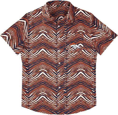 Zubaz Men's Officially Licensed NFL Exclusive Team-Themed Short Sleeve Button Up Shirt for Football Fans and Game Days in Saudi Arabia