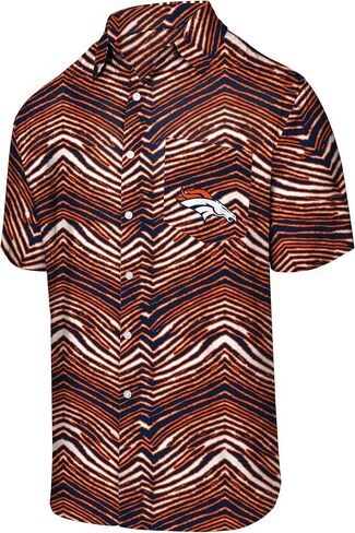Zubaz Men's Officially Licensed NFL Exclusive Team-Themed Short Sleeve Button Up Shirt for Football Fans and Game Days in Saudi Arabia