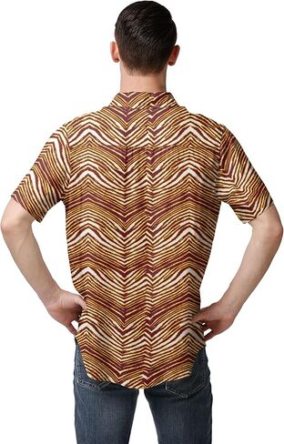Zubaz Men's Officially Licensed NFL Exclusive Team-Themed Short Sleeve Button Up Shirt for Football Fans and Game Days in Saudi Arabia