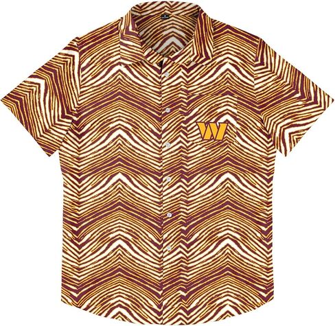 Zubaz Men's Officially Licensed NFL Exclusive Team-Themed Short Sleeve Button Up Shirt for Football Fans and Game Days in Saudi Arabia