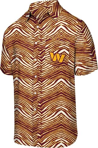 Zubaz Men's Officially Licensed NFL Exclusive Team-Themed Short Sleeve Button Up Shirt for Football Fans and Game Days in Saudi Arabia