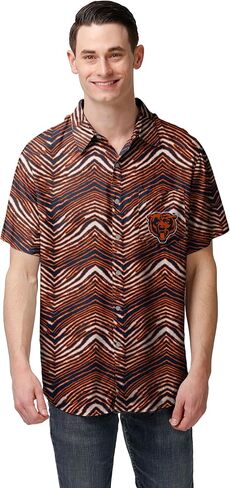 Zubaz Men's Officially Licensed NFL Exclusive Team-Themed Short Sleeve Button Up Shirt for Football Fans and Game Days in Saudi Arabia