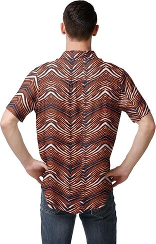 Zubaz Men's Officially Licensed NFL Exclusive Team-Themed Short Sleeve Button Up Shirt for Football Fans and Game Days in Saudi Arabia