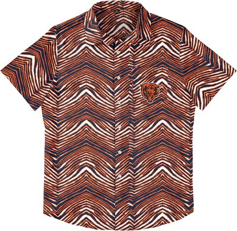 Zubaz Men's Officially Licensed NFL Exclusive Team-Themed Short Sleeve Button Up Shirt for Football Fans and Game Days in Saudi Arabia