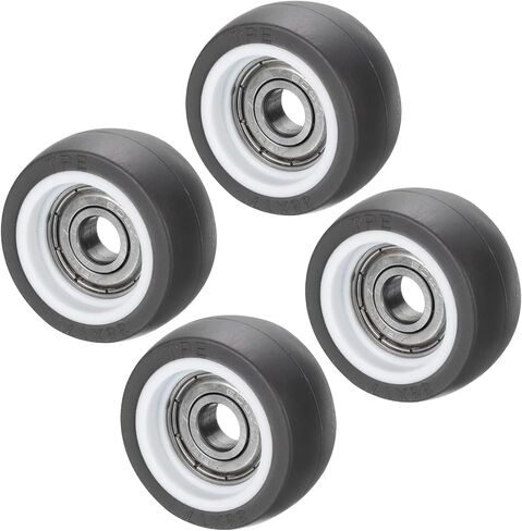 PATIKIL TPE Pulley Wheel 8x37x17mm, 4 Pack 608zz Bearing Sliding Conveyor Roller Wheel for Furniture Wardrobe Door Hardware Driving Machinery, Black in Saudi Arabia