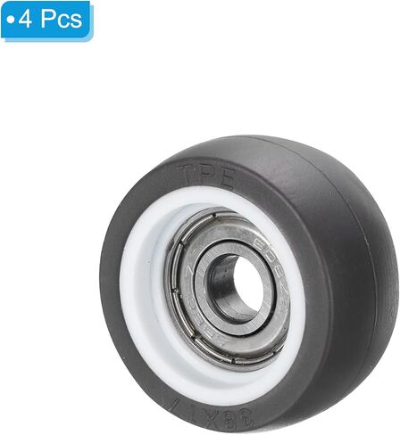 PATIKIL TPE Pulley Wheel 8x37x17mm, 4 Pack 608zz Bearing Sliding Conveyor Roller Wheel for Furniture Wardrobe Door Hardware Driving Machinery, Black in Saudi Arabia