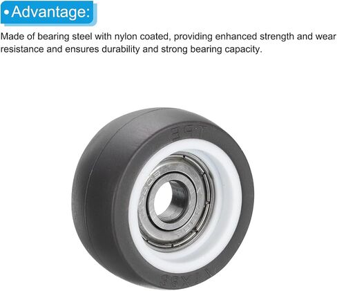 PATIKIL TPE Pulley Wheel 8x37x17mm, 4 Pack 608zz Bearing Sliding Conveyor Roller Wheel for Furniture Wardrobe Door Hardware Driving Machinery, Black in Saudi Arabia