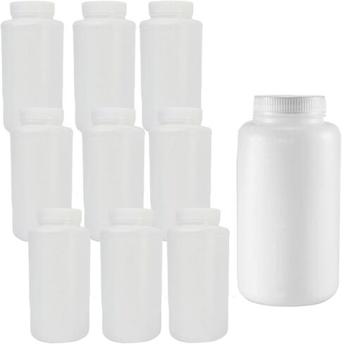 10 Pcs Plastic Sample Bottle with Lids 34oz/1000ml Wide Mouth Lab Chemical Reagent Container in Saudi Arabia