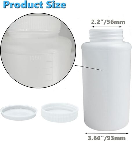 10 Pcs Plastic Sample Bottle with Lids 34oz/1000ml Wide Mouth Lab Chemical Reagent Container in Saudi Arabia