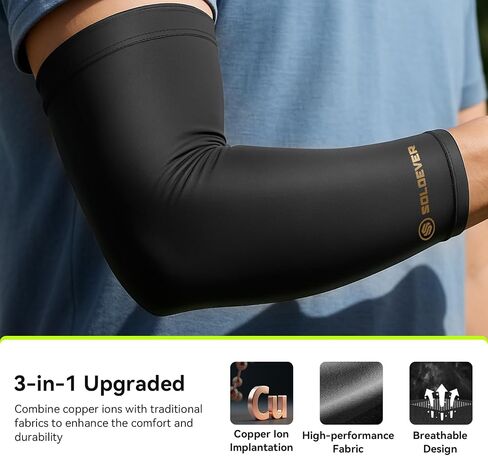 [360° Full Compression] Copper Elbow Sleeve, Breathable Elbow Brace for Pain Relief, Tendinitis, Tennis & Golfer's Elbow, Arthritis, Bursitis - Arm Compression Sleeve Fit for Men and Women(Black,L/XL) in Saudi Arabia