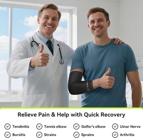 [360° Full Compression] Copper Elbow Sleeve, Breathable Elbow Brace for Pain Relief, Tendinitis, Tennis & Golfer's Elbow, Arthritis, Bursitis - Arm Compression Sleeve Fit for Men and Women(Black,L/XL) in Saudi Arabia