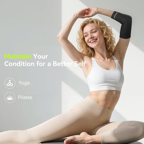 [360° Full Compression] Copper Elbow Sleeve, Breathable Elbow Brace for Pain Relief, Tendinitis, Tennis & Golfer's Elbow, Arthritis, Bursitis - Arm Compression Sleeve Fit for Men and Women(Black,L/XL) in Saudi Arabia