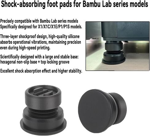 4 عبوات سيليكون مضادة للازوياد أقدام ل BAMBU LAB X1/X1C/X1E/P1/P1S/A1-تم ترقية إكسسوارات الطابعة ثلاثية الأبعاد ، مضادة للانزلاق ، مقاومة للارتداء ، ممتصة بالصدمة in Saudi Arabia