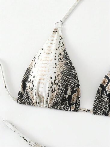 Wdirara Women's Snakeskin Print Halter Bikini وضع مثلث ثونغ ملابس السباحة ثلثين من قطعتين in Saudi Arabia