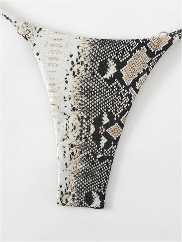 Wdirara Women's Snakeskin Print Halter Bikini وضع مثلث ثونغ ملابس السباحة ثلثين من قطعتين in Saudi Arabia