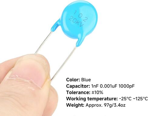 20Pcs Ceramic Capacitor Kit, 20KV 102 High Voltage Ceramic Capacitor Kit, 1nF 0.001uF 1000pF High Voltage Capacitors Assortment for Electronic Accurate Instruments in Saudi Arabia