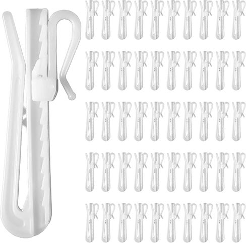 7 CM Plastic Curtain Hooks, 50 PCS Adjustable Pinch Curtain Hook Clips Drapery Hooks for Pleated Drapes Ratchet System Pinch Pleat Curtains Hook for Window Curtains, Door-Curtain, Shower-Curtain in Saudi Arabia
