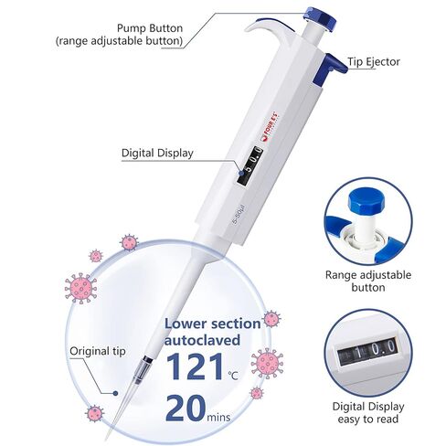 FOUR E'S SCIENTIFIC 1-10ML Single-Channel Pipettor Adjustable Variable Volume Micropipette High Accurate Pipettor for Laboratory in Kuwait