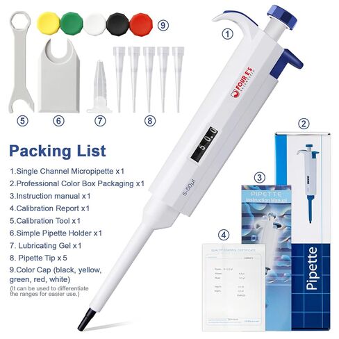 FOUR E'S SCIENTIFIC 1-10ML Single-Channel Pipettor Adjustable Variable Volume Micropipette High Accurate Pipettor for Laboratory in Kuwait