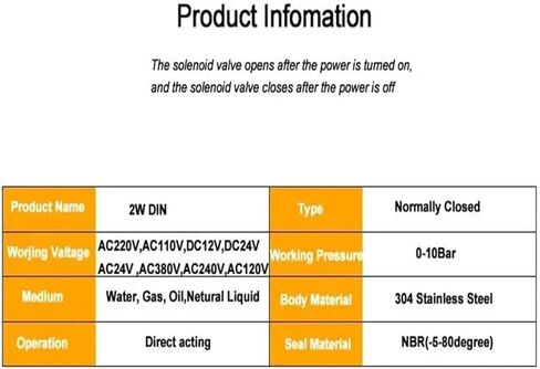 1/2'' Normally Closed Stainless Steel Solenoid Valve 220V 12V 24V Direct Acting Solenoid Valve with LED Light(Npt Thread,DC12) in Kuwait