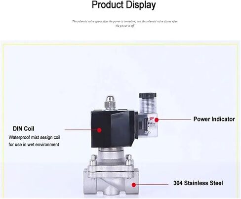 1/2'' Normally Closed Stainless Steel Solenoid Valve 220V 12V 24V Direct Acting Solenoid Valve with LED Light(Npt Thread,DC12) in Kuwait