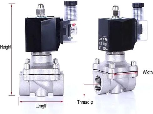 1/2'' Normally Closed Stainless Steel Solenoid Valve 220V 12V 24V Direct Acting Solenoid Valve with LED Light(Npt Thread,DC12) in Kuwait