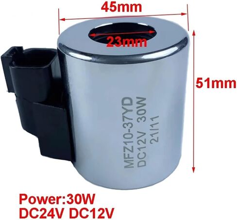 1pcs MFZ10-37YD Hydraulic Solenoid Valve Coil Inner Diameter 23mm Height 51mm with Plug Outer Diameter 45mm 30W DC12V DC24V(DC12V with Plug) in Saudi Arabia