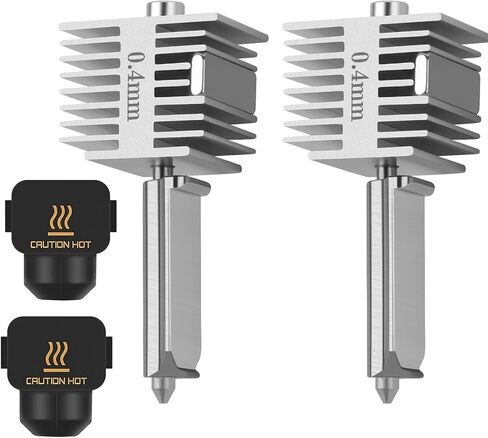 الأصلي A1/A1 Mini Hotend 0.4 مم فوهة فوهة الفولاذ المقاوم للصدأ السرعة السريعة والبنية العالية بنية متكاملة ببديل الساخن مع غطاء السيليكون متوافق مع Bambu Lab A1/A1 Mini 3D Printers-2pcs in Kuwait
