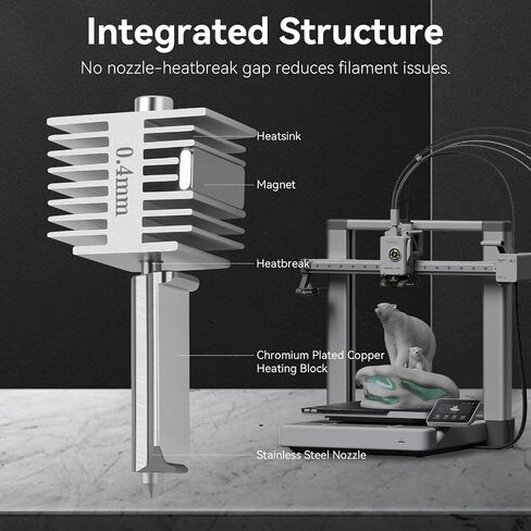الأصلي A1/A1 Mini Hotend 0.4 مم فوهة فوهة الفولاذ المقاوم للصدأ السرعة السريعة والبنية العالية بنية متكاملة ببديل الساخن مع غطاء السيليكون متوافق مع Bambu Lab A1/A1 Mini 3D Printers-2pcs in Kuwait