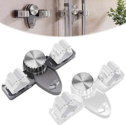2PCS Broom Holder Mop Hanger ، No Concling مطلوب منظم شماعات المكنسة ، حائط Holder الحمام ، المطبخ ، المكتب ، غرفة المرافق ، غرفة الغسيل (أبيض+رمادي) in Kuwait