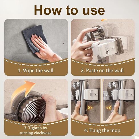 2PCS Broom Holder Mop Hanger ، No Concling مطلوب منظم شماعات المكنسة ، حائط Holder الحمام ، المطبخ ، المكتب ، غرفة المرافق ، غرفة الغسيل (أبيض+رمادي) in Kuwait
