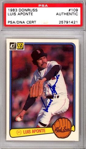 Luis Aponte Autographed 1983 Donruss Rookie Card #109 Boston Sox PSA/DNA #25791421 - Baseball Slabbed Autographed Cards in Saudi Arabia