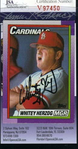 Y Herzog 1990 Topps JSA Coa توقيعه يدويًا أصيل - بطاقات موقعة بالبيسبول in Kuwait