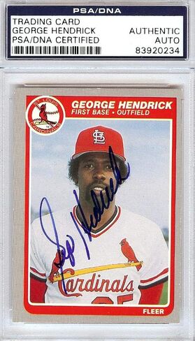 George Hendrick تم توقييفه 1985 بطاقة Fleer #225 St. Louis Cardinals PSA/DNA #83920234 - Baseball Slabbed Cards in Saudi Arabia