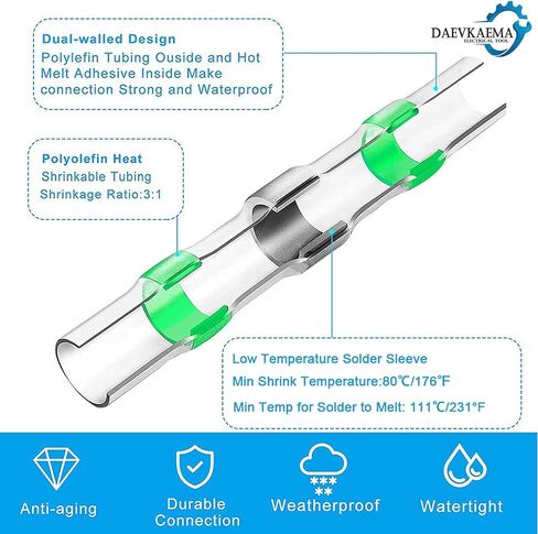 250 PCS Solder Seal Wire Connectors with Heat Gun, Self SolderingHeat Shrink Butt Connector, Waterproof Insulated Electrical TerminalsIdeal for Marine, Automotive, Boat, and Truck Wiring in Saudi Arabia