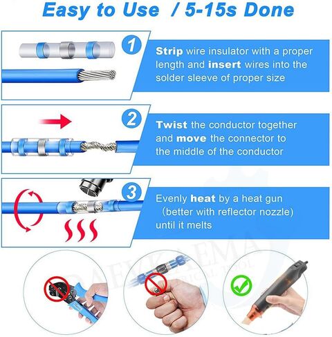 250 PCS Solder Seal Wire Connectors with Heat Gun, Self SolderingHeat Shrink Butt Connector, Waterproof Insulated Electrical TerminalsIdeal for Marine, Automotive, Boat, and Truck Wiring in Saudi Arabia