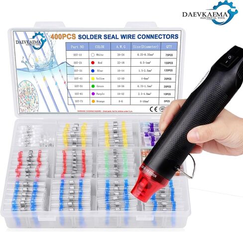 250 PCS Solder Seal Wire Connectors with Heat Gun, Self SolderingHeat Shrink Butt Connector, Waterproof Insulated Electrical TerminalsIdeal for Marine, Automotive, Boat, and Truck Wiring in Saudi Arabia