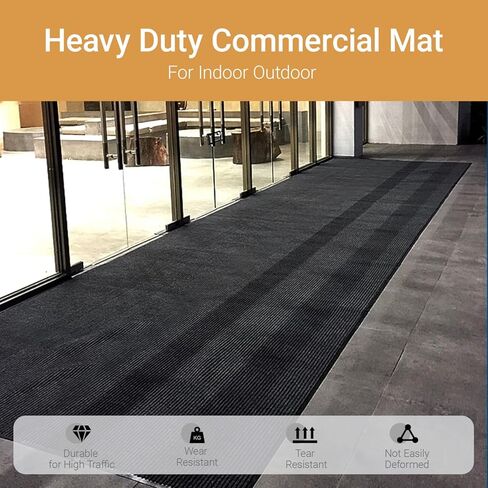 Outdoor Entry Rubber Rug, 5'x3' Commercial Heavy Duty Rubber Large Exterior Door Mat, Industrial Non-Slip Waterproof Welcome Floor Mats for Garage, Kitchen, Patio, Charcoal Grey 60" x 36" in Saudi Arabia