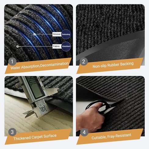 Outdoor Entry Rubber Rug, 5'x3' Commercial Heavy Duty Rubber Large Exterior Door Mat, Industrial Non-Slip Waterproof Welcome Floor Mats for Garage, Kitchen, Patio, Charcoal Grey 60" x 36" in Saudi Arabia
