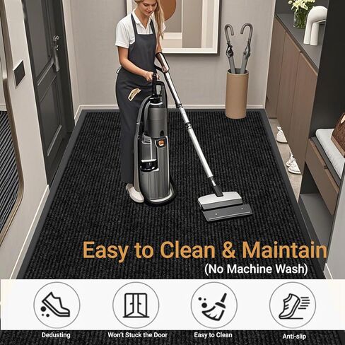 Outdoor Entry Rubber Rug, 5'x3' Commercial Heavy Duty Rubber Large Exterior Door Mat, Industrial Non-Slip Waterproof Welcome Floor Mats for Garage, Kitchen, Patio, Charcoal Grey 60" x 36" in Saudi Arabia
