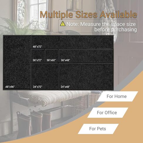 Outdoor Entry Rubber Rug, 5'x3' Commercial Heavy Duty Rubber Large Exterior Door Mat, Industrial Non-Slip Waterproof Welcome Floor Mats for Garage, Kitchen, Patio, Charcoal Grey 60" x 36" in Saudi Arabia