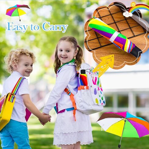 Cunno 12 Pieces Rainbow Umbrella Portable Tri Folded Umbrella 10 Ribs Folding Travel Umbrella Windproof Compact Rainbow Umbrella Collapsible Pride Umbrella for Women Men Kids Rain Travel in Kuwait
