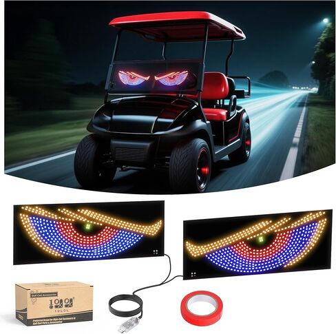 10L0L GOLF CART Devil Eyes Light Sign Universal Fit Windshield ، لوحة شاشة عرض ديناميكية مدعوم من المهرجانات ، يوميًا ، يوميًا in Saudi Arabia
