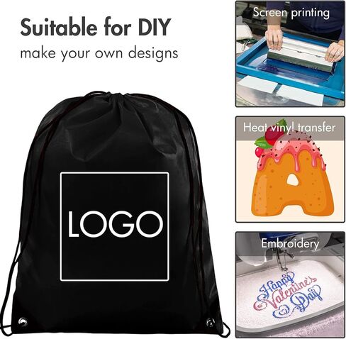 IKAYAS 6Pcs Drawstring Bags Bulk Black Drawstring Backpack, String Backpack Cinch Sack Sport Gym Backpack Bags for Yoga Traviling Outdoor Sports in Kuwait