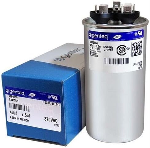 Nordyne/Intertherm/Miller 620888-40 + 7.5 uf MFD 370 Volt VAC Genteq Replacement Round Dual Run Capacitor in Saudi Arabia