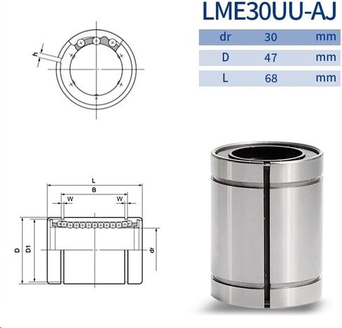 1PC Motion Linear Bearings LME8UU/25/5/30/40/20/60/80/16/50/10UU/12UU-AJ Open Cylindrical Sleeve Bearing(LME16UU-AJ 16x26x36mm) in Kuwait