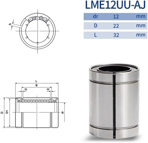 1PC Motion Linear Bearings LME8UU/25/5/30/40/20/60/80/16/50/10UU/12UU-AJ Open Cylindrical Sleeve Bearing(LME16UU-AJ 16x26x36mm) in Kuwait