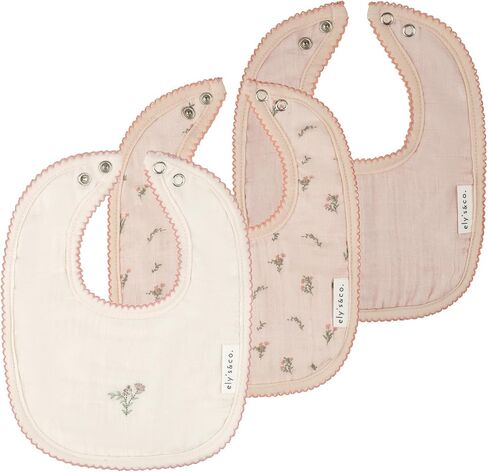 Ely's & Co. 100% Cotton Muslin Bib with Terry lining Soft & Absorbent for Infants, Adjustable Snaps 3 Pack in Saudi Arabia